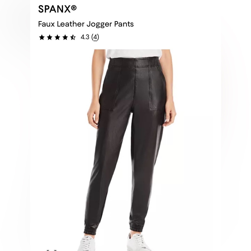 SPANX Faux Leather High-Waist Jogger Pants - Black L